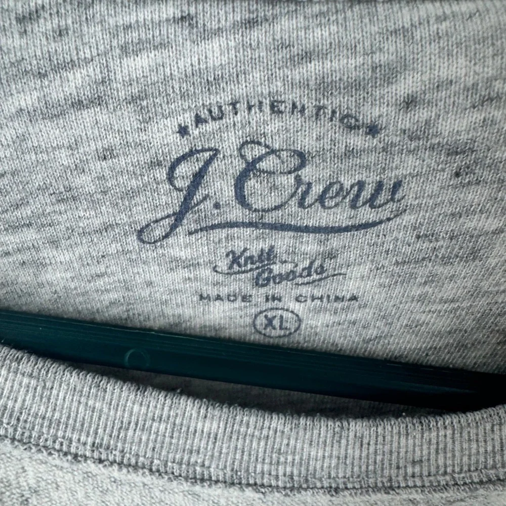 J Crew Mens Gray Long Sleeve Crewneck Sweatshirt‎ Pocket XL